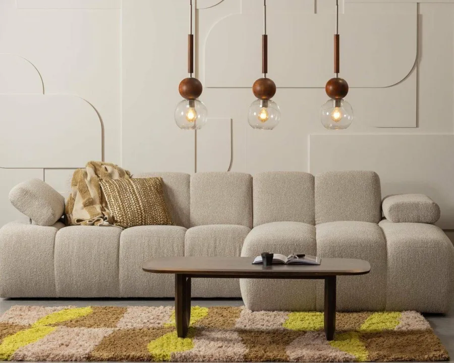 Woood MOJO chaise longue rechts boucle beige melange New