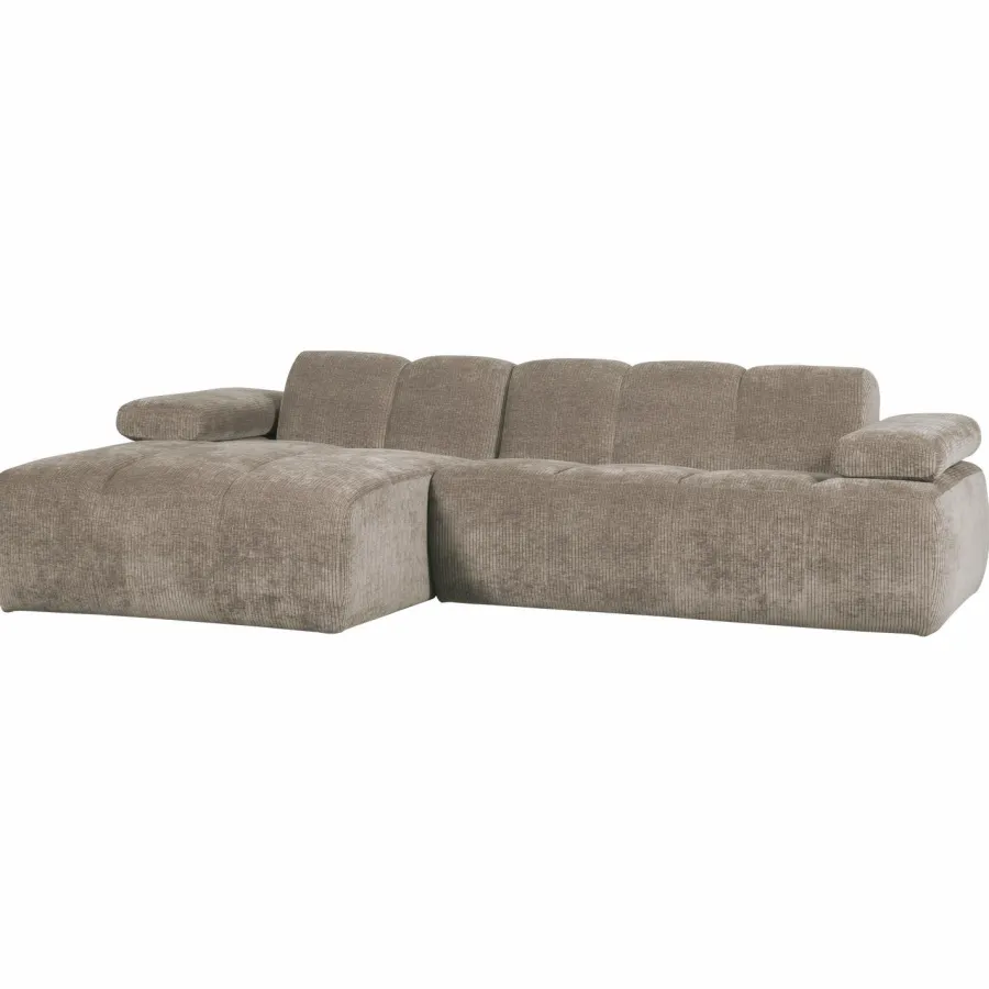 Woood Mojo chaise longue bank links ribstof donkerzand Outlet