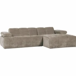 Woood Mojo chaise longue bank rechts ribstof donkerzand New