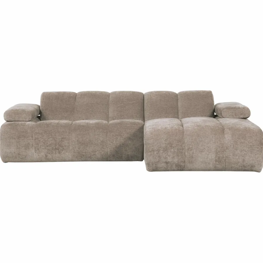 Woood Mojo chaise longue bank rechts ribstof donkerzand New