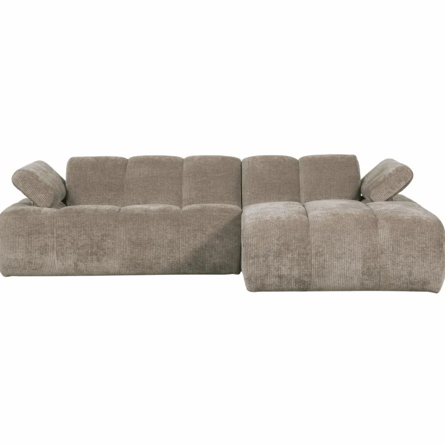 Woood Mojo chaise longue bank rechts ribstof donkerzand New