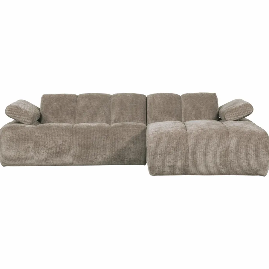 Woood Mojo chaise longue bank rechts ribstof donkerzand New