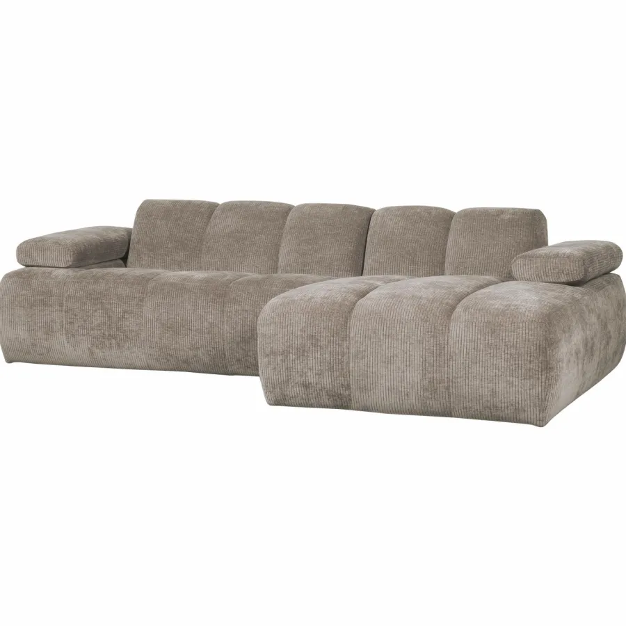 Woood Mojo chaise longue bank rechts ribstof donkerzand New