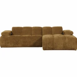 Woood Mojo Chaise Longue Bank Rechts Geweven Ribstof Honinggeel New
