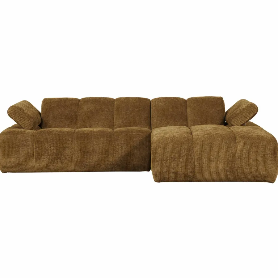 Woood Mojo Chaise Longue Bank Rechts Geweven Ribstof Honinggeel New