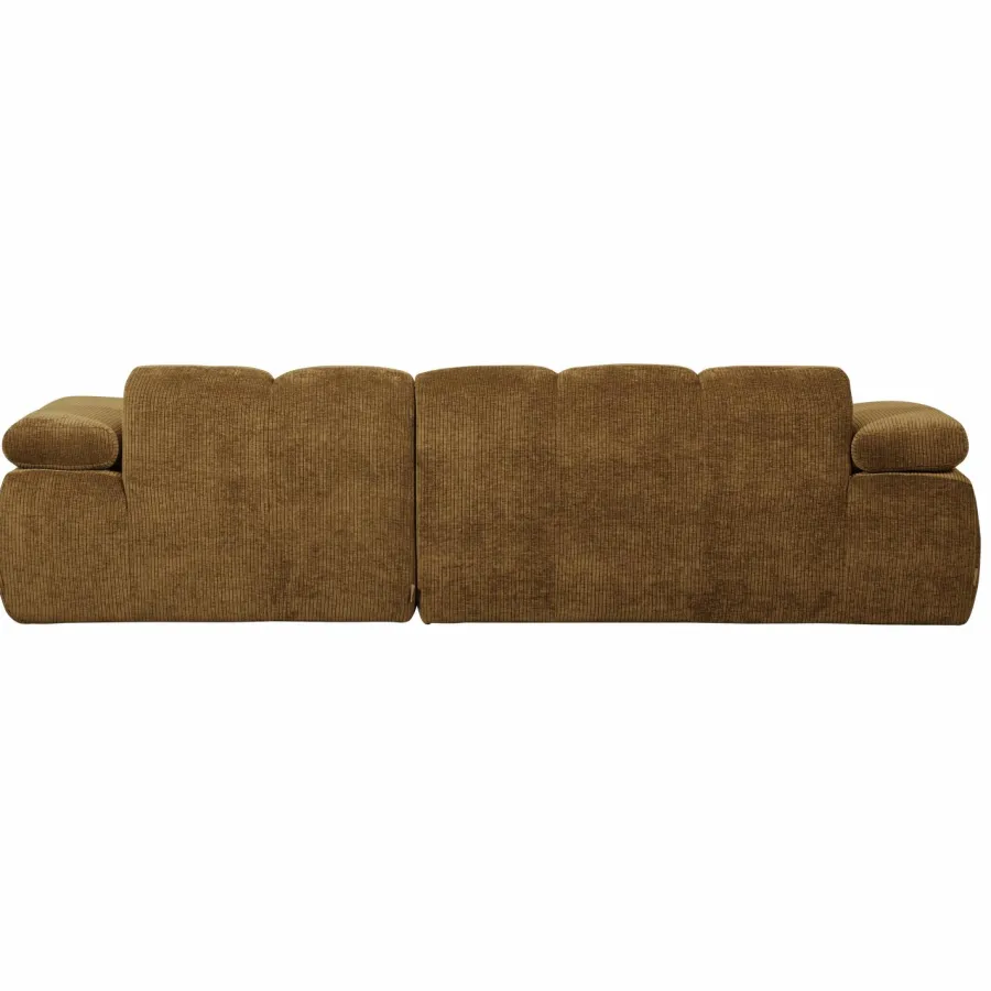 Woood Mojo Chaise Longue Bank Rechts Geweven Ribstof Honinggeel New
