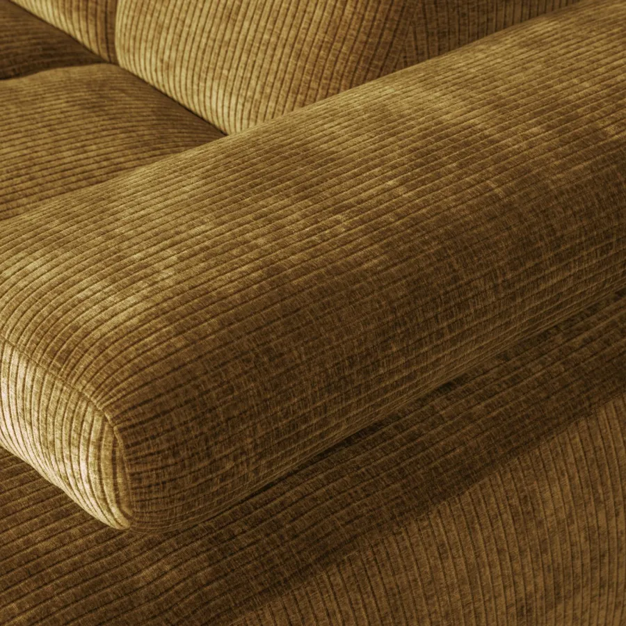 Woood Mojo Chaise Longue Bank Rechts Geweven Ribstof Honinggeel New