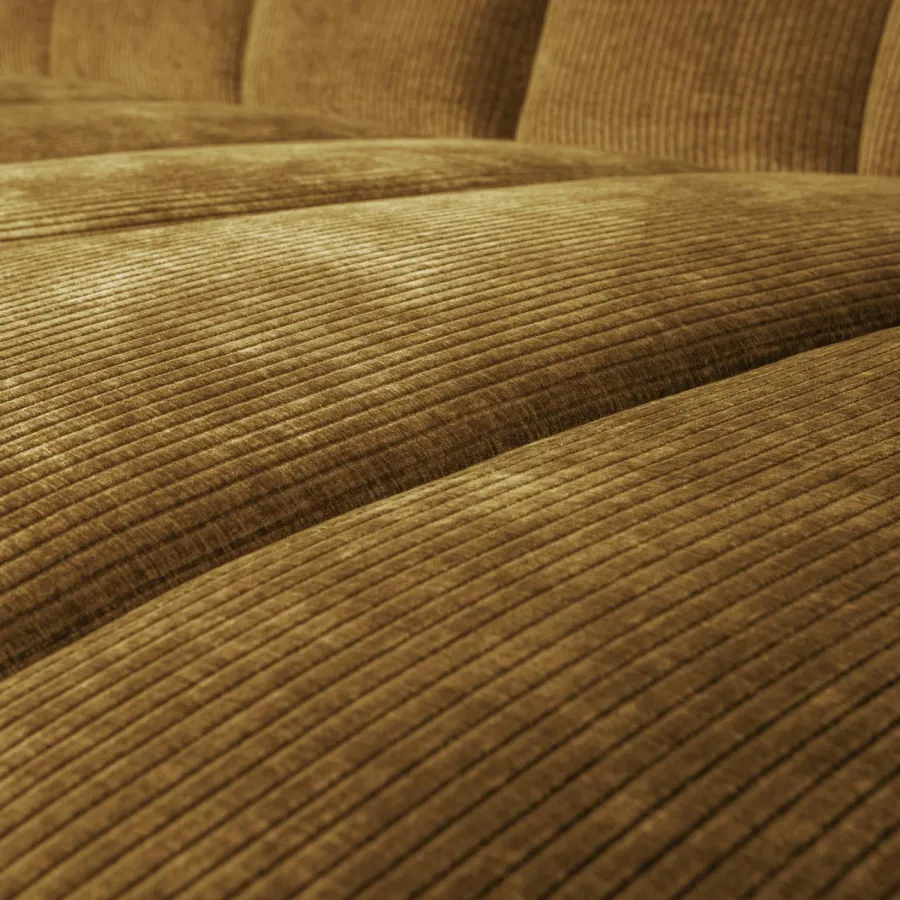 Woood Mojo Chaise Longue Bank Rechts Geweven Ribstof Honinggeel New