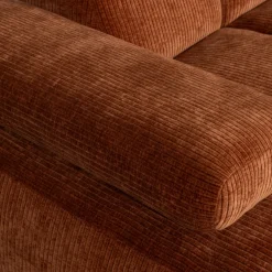Woood Mojo Chaise Longue Bank Links Geweven Ribstof Roestbruin