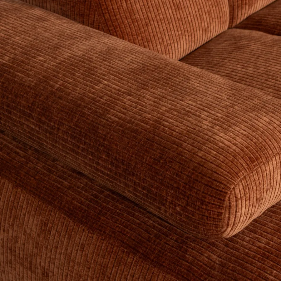 Woood Mojo Chaise Longue Bank Links Geweven Ribstof Roestbruin