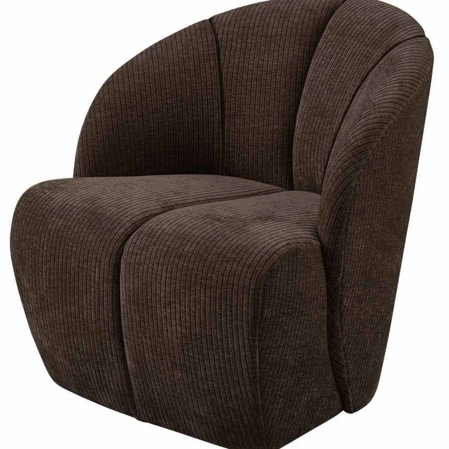 Woood MOJO draaifauteuil geweven ribstof bruin Clearance