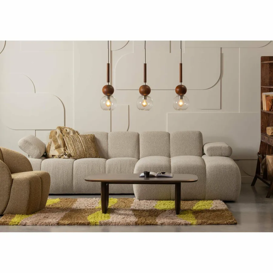 Woood MOJO draaifauteuil boucle geel/bruin melange Hot