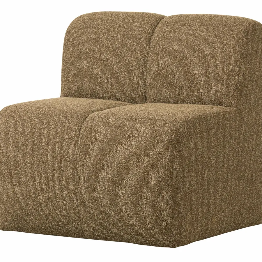 Woood Mojo Eetbankje 84cm Met Rugleuning Boucle Geel/Bruin Melange Clearance