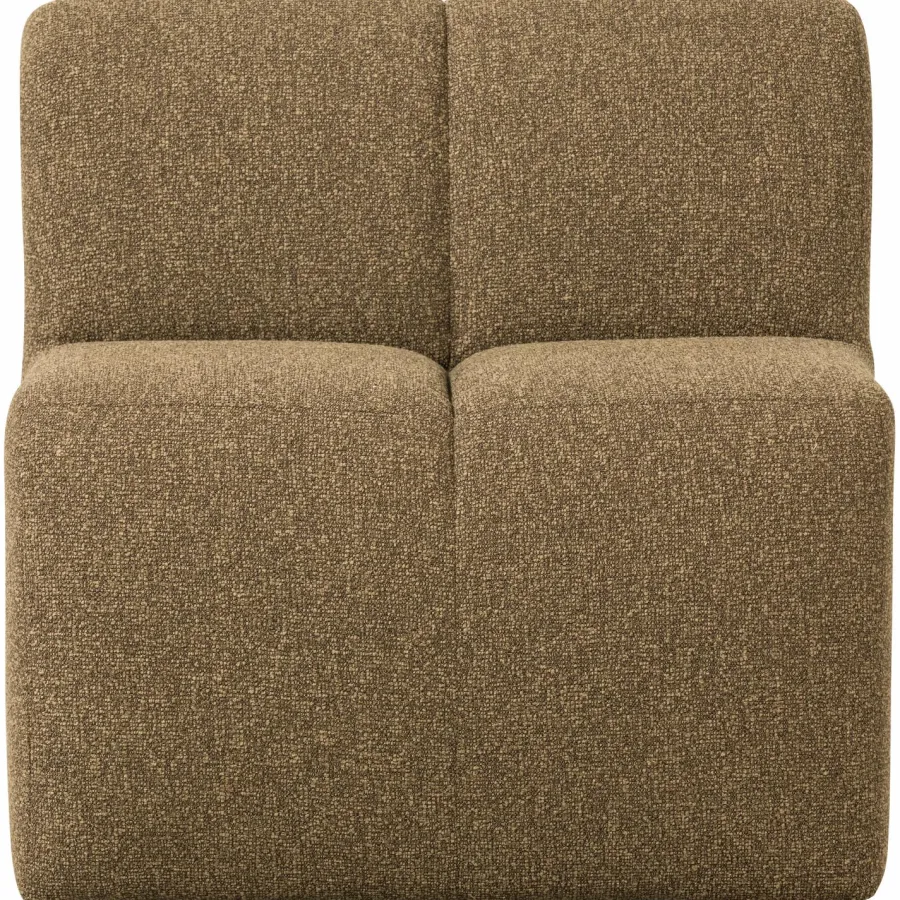 Woood Mojo Eetbankje 84cm Met Rugleuning Boucle Geel/Bruin Melange Clearance