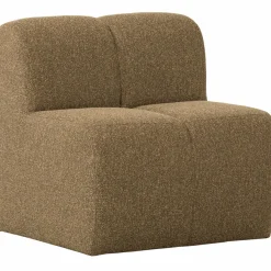 Woood Mojo Eetbankje 84cm Met Rugleuning Boucle Geel/Bruin Melange Clearance