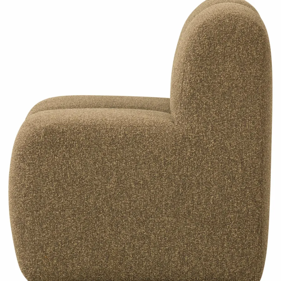 Woood Mojo Eetbankje 84cm Met Rugleuning Boucle Geel/Bruin Melange Clearance