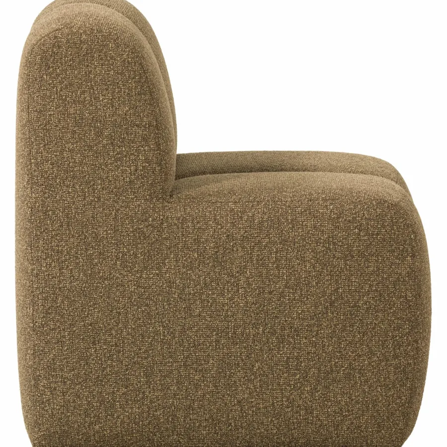 Woood Mojo Eetbankje 84cm Met Rugleuning Boucle Geel/Bruin Melange Clearance