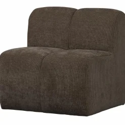Woood Mojo Eetbankje 84cm Met Rugleuning Ribstof Bruin