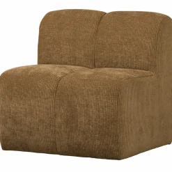 Woood Mojo Eetbankje 84cm Met Rugleuning Ribstof Honinggeel Clearance