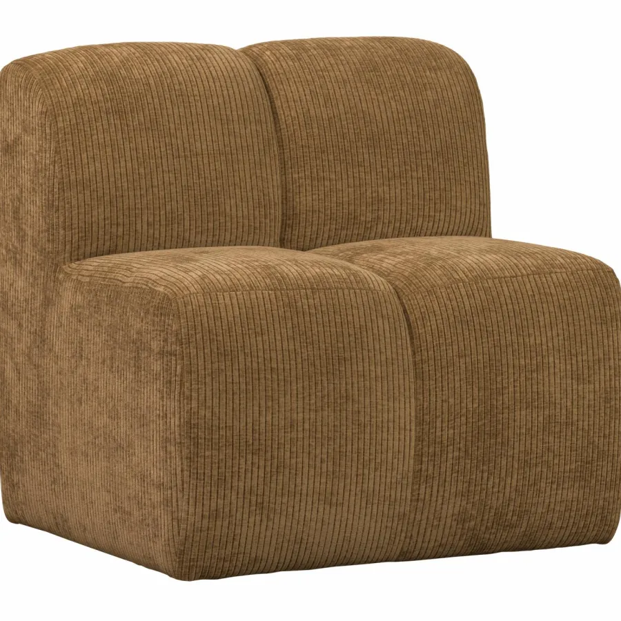 Woood Mojo Eetbankje 84cm Met Rugleuning Ribstof Honinggeel Clearance