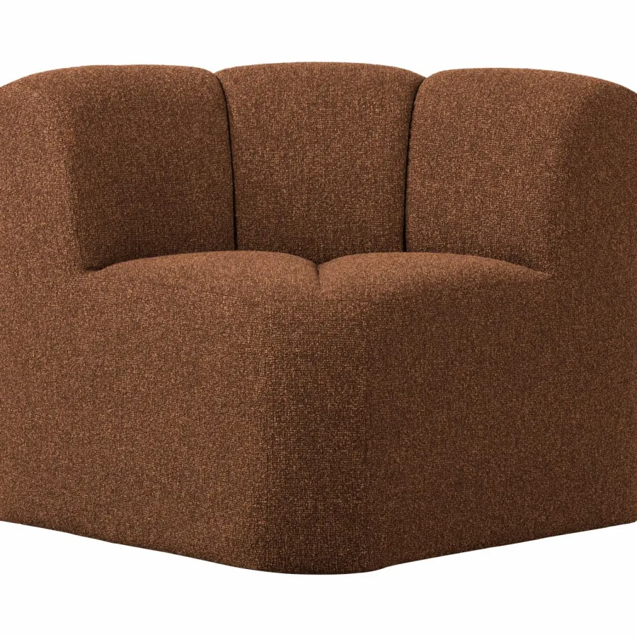 Woood Mojo Eetbankje Hoek Met Rugleuning Boucle Roestbruin Melange Hot