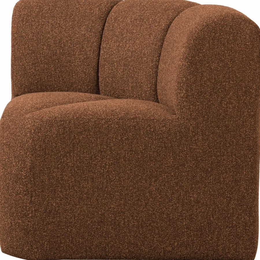 Woood Mojo Eetbankje Hoek Met Rugleuning Boucle Roestbruin Melange Hot