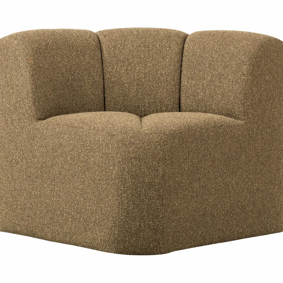 Woood Mojo Eetbankje Hoek Met Rugleuning Boucle Geel/Bruin Melange Discount