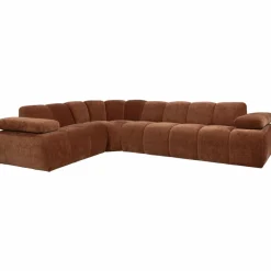 Woood Mojo Hoekbank Links Geweven Ribstof Roestbruin Clearance