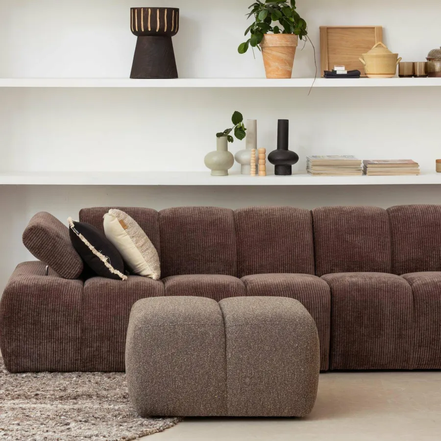 Woood Mojo poef 45x84x64cm boucle bruin melange Discount