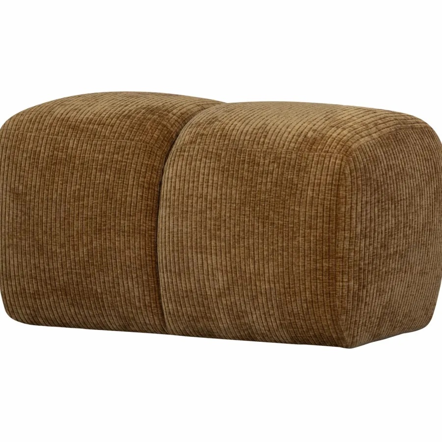Woood Mojo poef 45x84x64cm geweven ribstof honinggeel Outlet