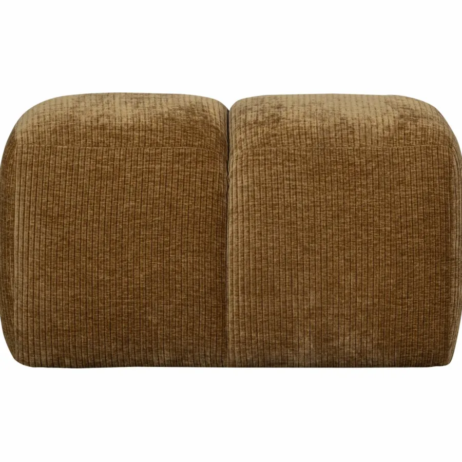 Woood Mojo poef 45x84x64cm geweven ribstof honinggeel Outlet