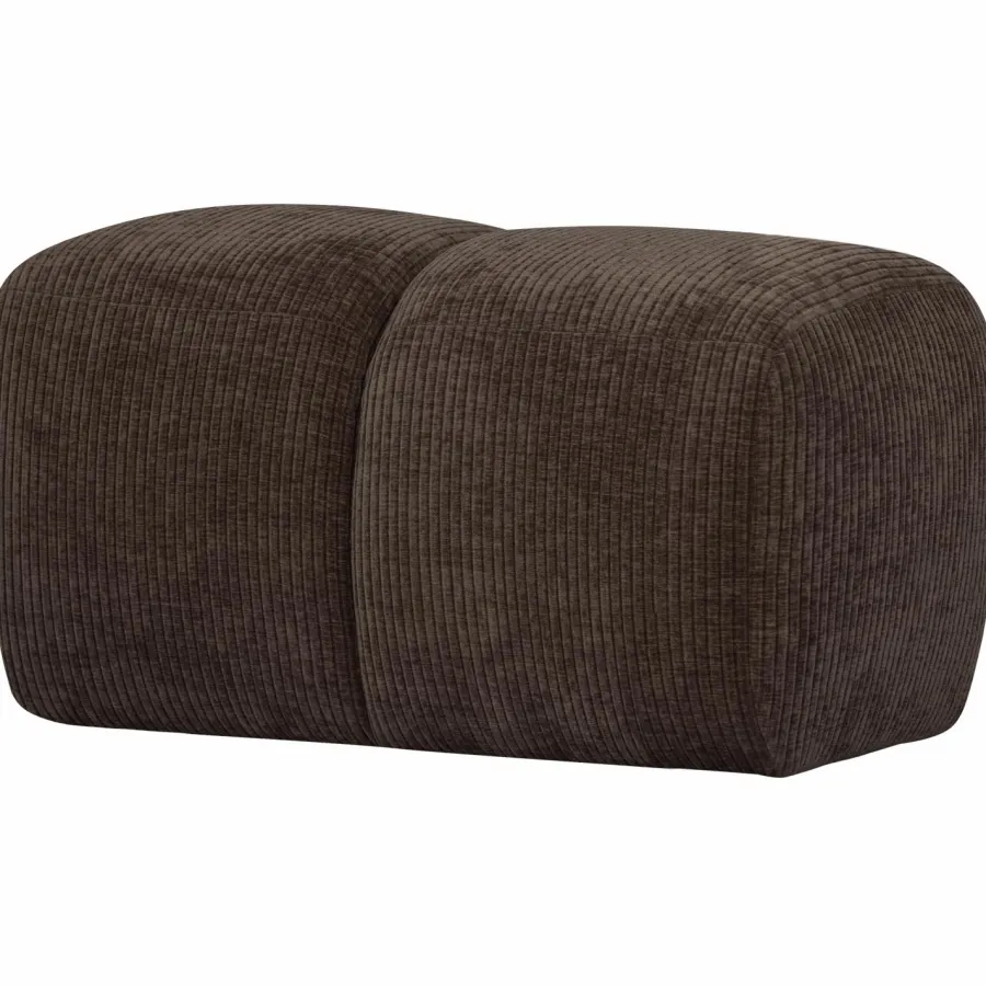 Woood Mojo poef 45x84x64cm geweven ribstof bruin