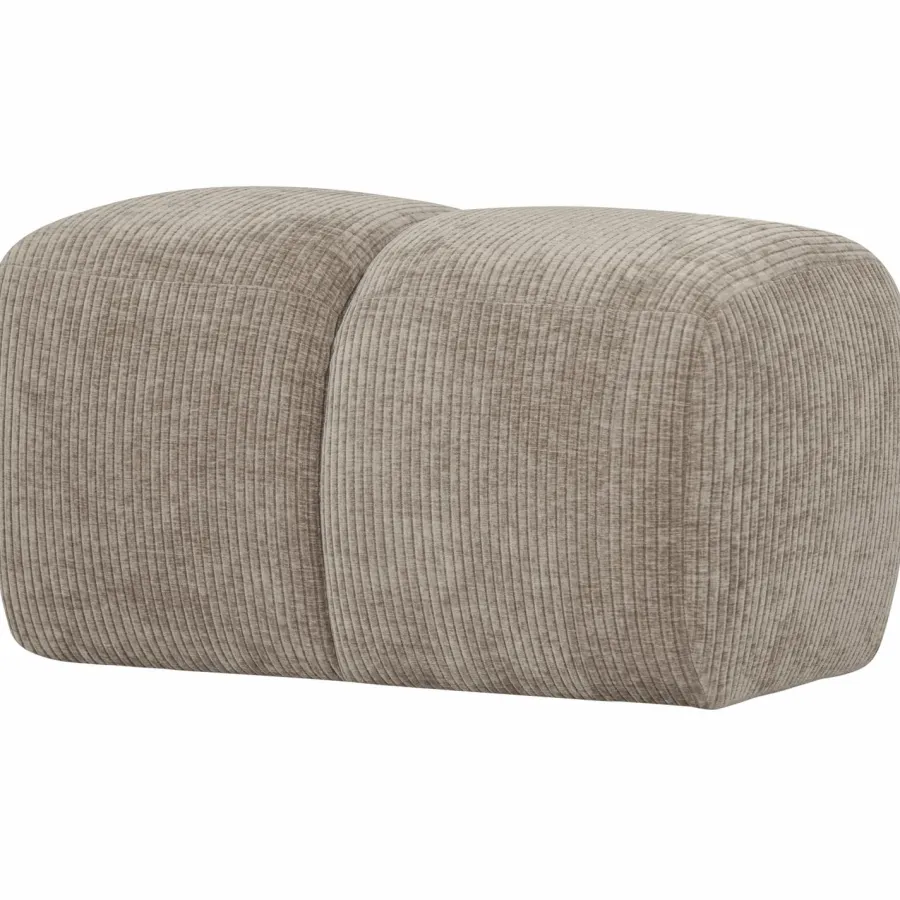 Woood Mojo poef 45x84x64cm geweven ribstof donkerzand Best