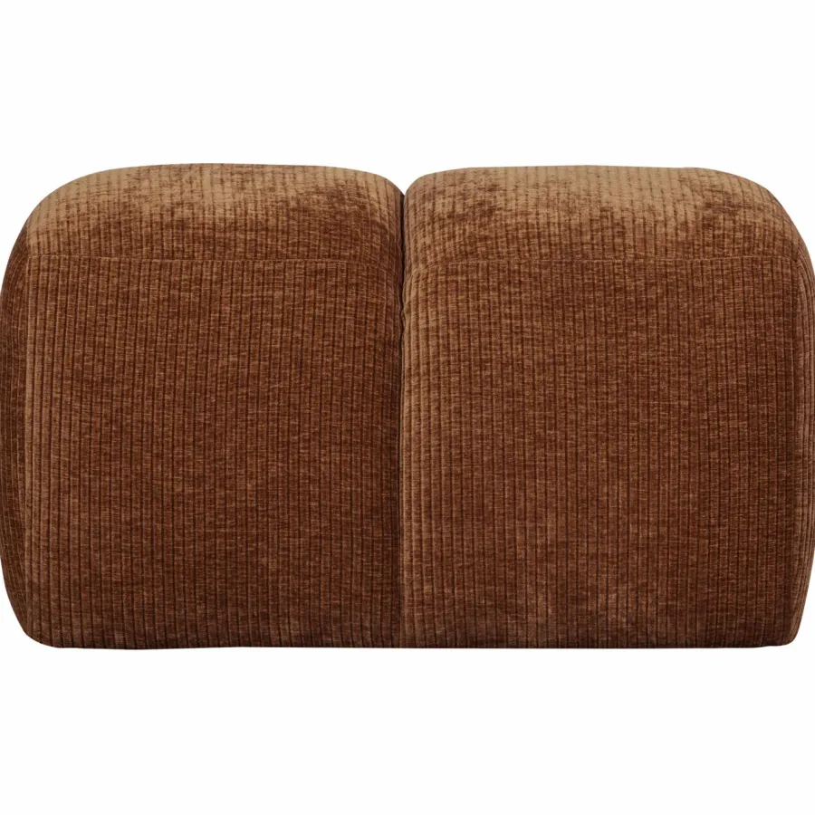 Woood Mojo poef 45x84x64cm geweven ribstof roestbruin Sale