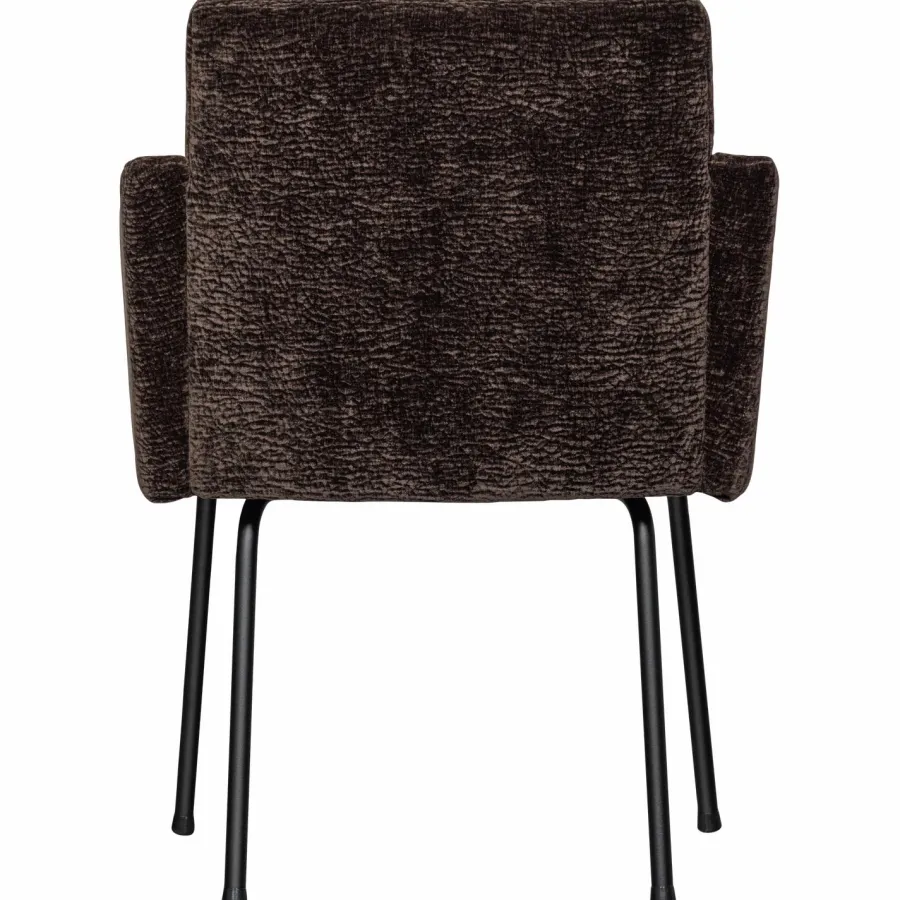 Woood MOUNT eetkamerstoel met armleuning 3D chenille donkerbruin Sale