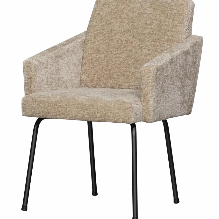 Woood MOUNT eetkamerstoel met armleuning 3D chenille zand Discount