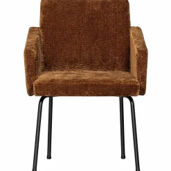 Woood MOUNT eetkamerstoel met armleuning 3D chenille midden bruin Sale