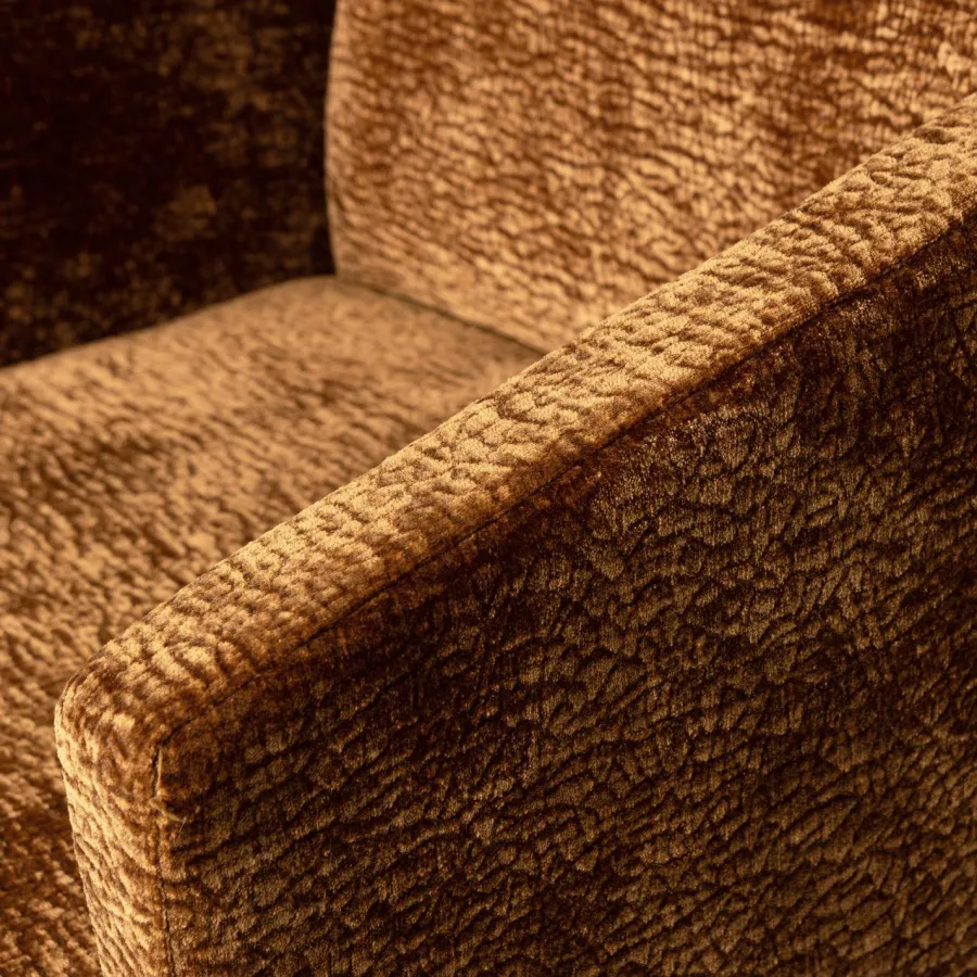 Woood MOUNT eetkamerstoel met armleuning 3D chenille midden bruin Sale
