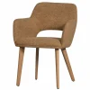 Woood Murat eetkamerstoel geel met houten poot naturel New