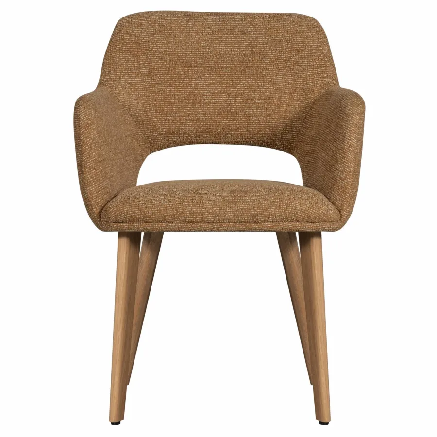 Woood Murat eetkamerstoel geel met houten poot naturel New