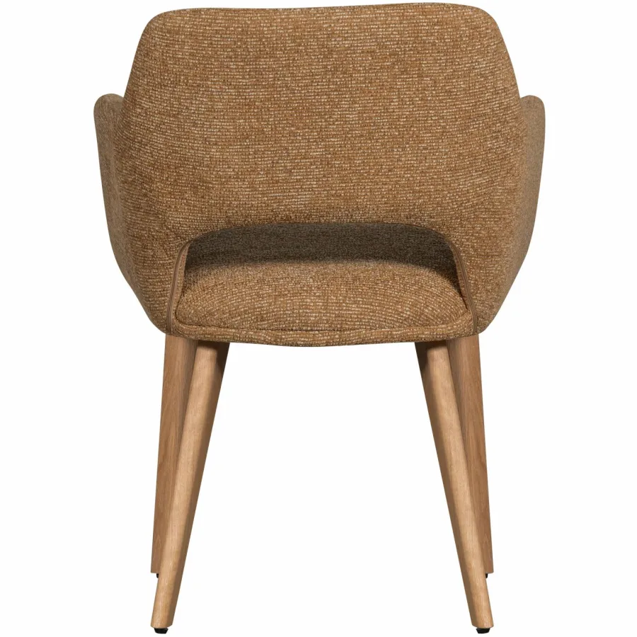 Woood Murat eetkamerstoel geel met houten poot naturel New