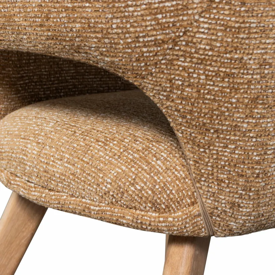 Woood Murat eetkamerstoel geel met houten poot naturel New