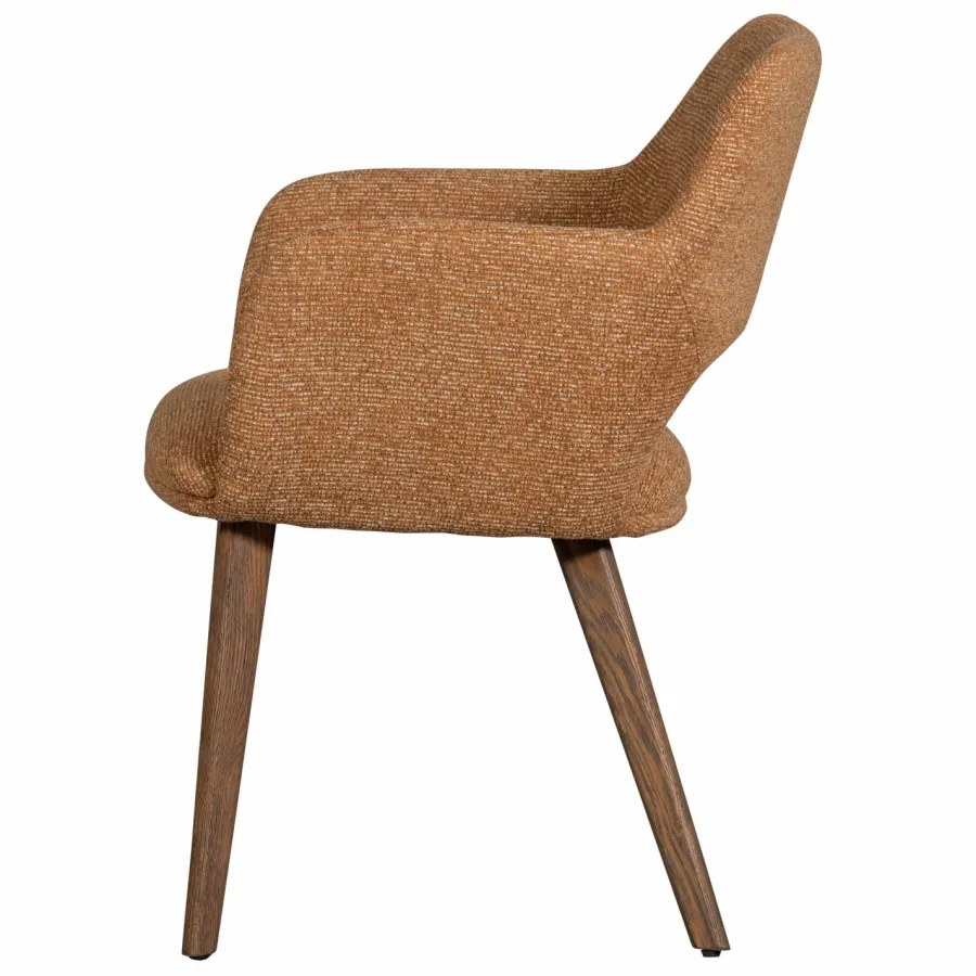 Woood Murat eetkamerstoel geel met houten poot donkerbruin Outlet