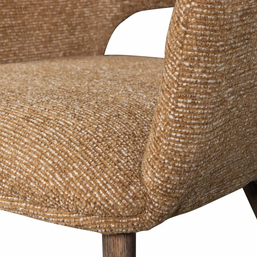 Woood Murat eetkamerstoel geel met houten poot donkerbruin Outlet