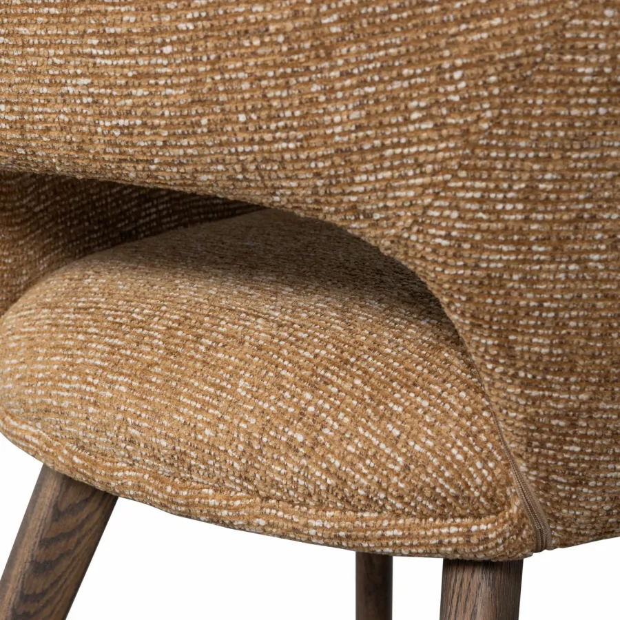 Woood Murat eetkamerstoel geel met houten poot mystic brown
