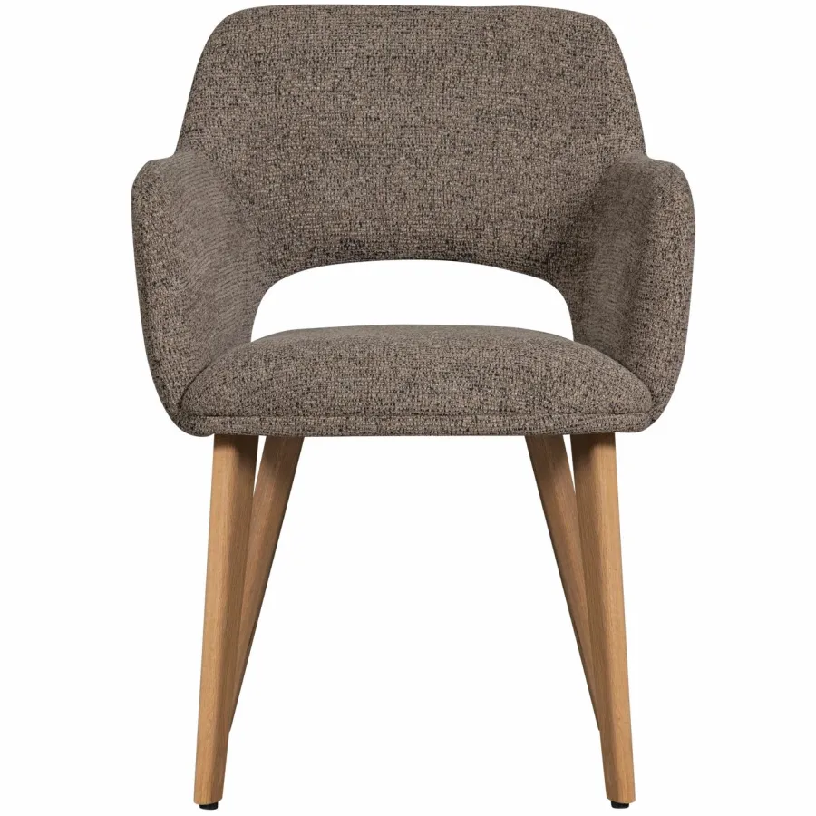 Woood Murat eetkamerstoel taupe met houten poot naturel New