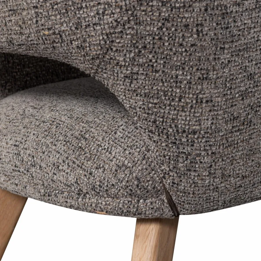 Woood Murat eetkamerstoel taupe met houten poot naturel New