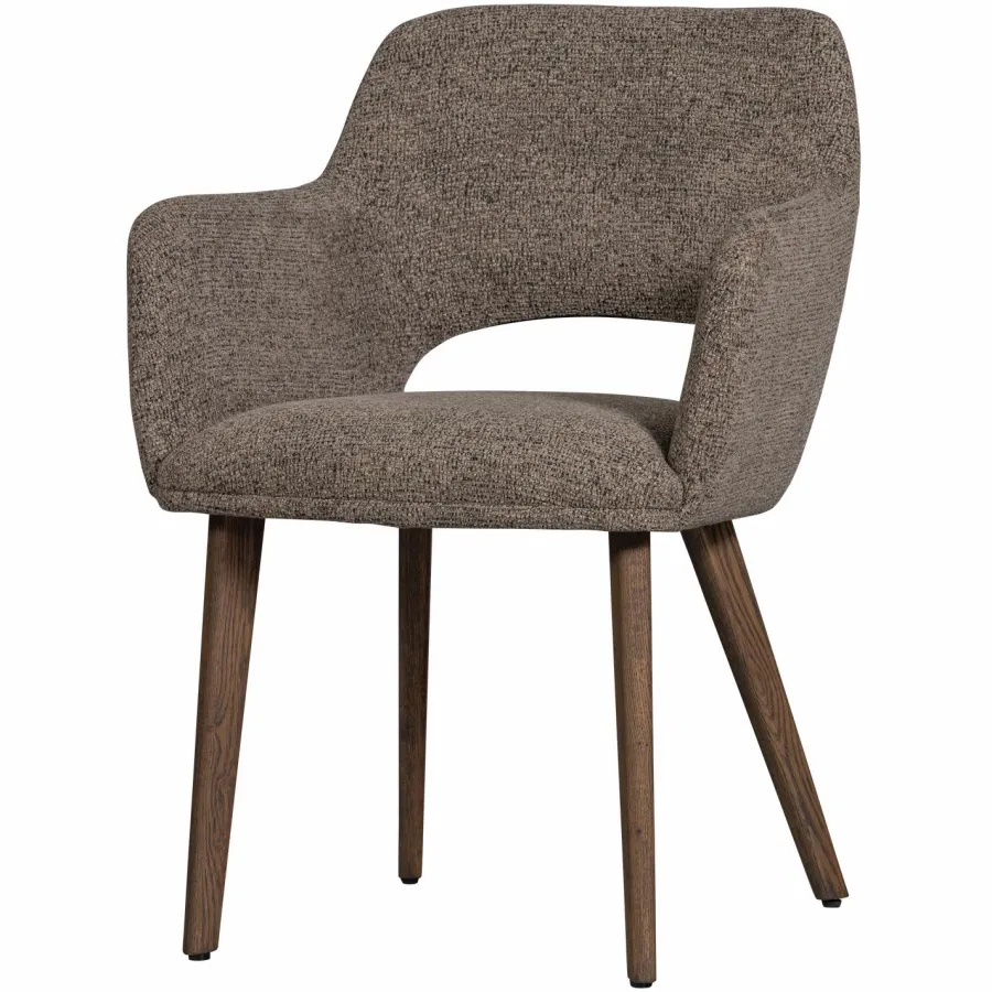 Woood Murat eetkamerstoel taupe met houten poot mystic brown Hot