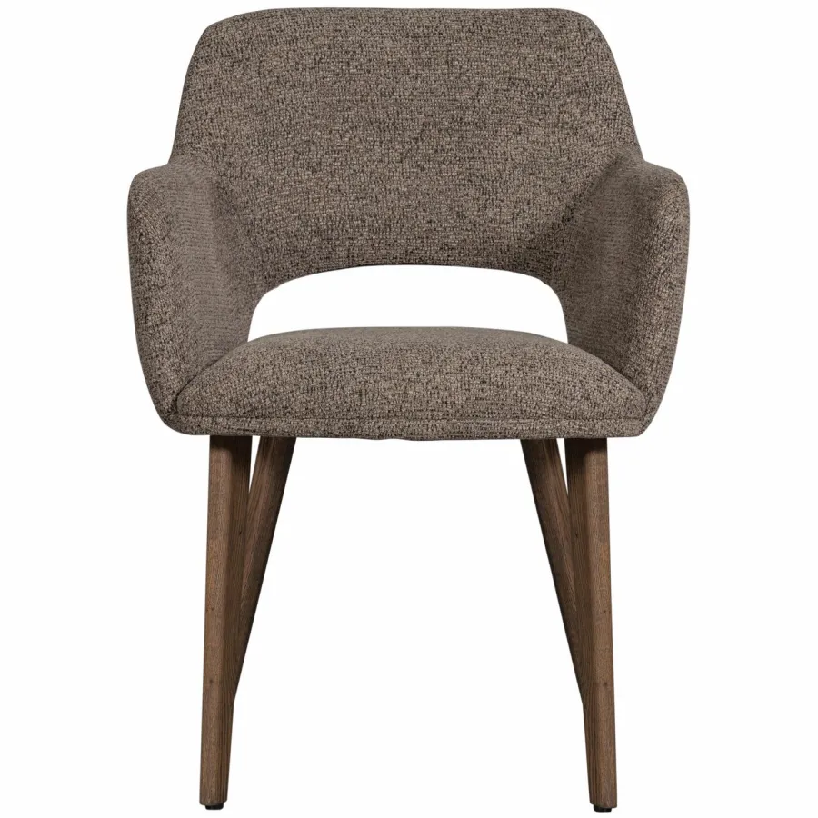 Woood Murat eetkamerstoel taupe met houten poot mystic brown Hot