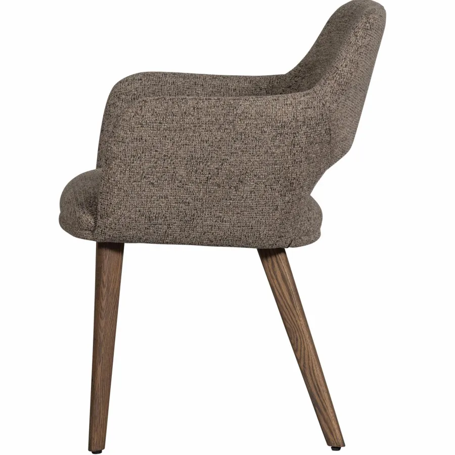 Woood Murat eetkamerstoel taupe met houten poot mystic brown Hot